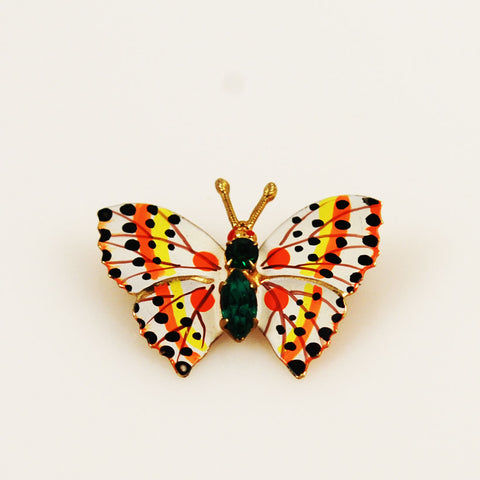Enamel Painted Butterfly Brooch Czechoslovakia