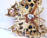 Art Butterfly Brooch Colorful Stones Vintage