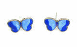 Blue Enamel & Sterling Silver Butterfly Earrings
