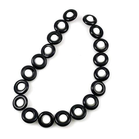 Black & White Glass Saturn Beads