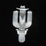 Vintage Cactus Brooch Sterling Navajo 