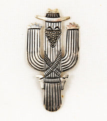Native American Cactus Brooch Sterling Navajo Vintage