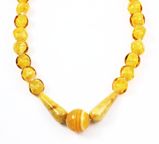 Calcite and Venetian Givre Beaded Necklace