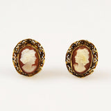 Vintage Cameo Gold Filled Earrings Clip On