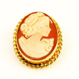 Cameo 14K Gold Brooch by Carla