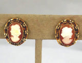 Vintage Cameo Gold Filled Earrings Clip On