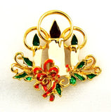 Giovanni holiday candles pin Enamel Brooch Vintage