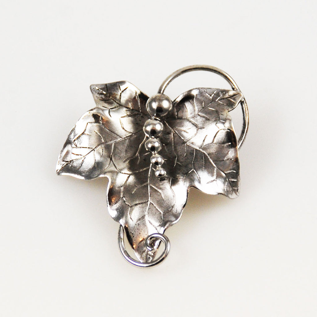 Vintage, Jewelry, Vintage Rhinestone Leaf Brooch Ivy Pin