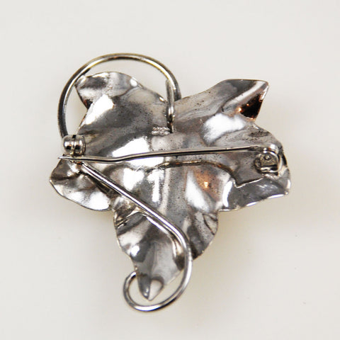 Vintage Signed Jewel Art Sterling Silver .925 Leaf Brooch cj5253