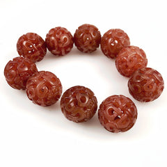 Carved Carnelian Chinese Beads 25mm