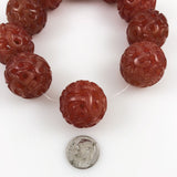 Carved Carnelian Chinese Beads 25mm