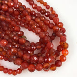 Carnelian Faceted Round Beads