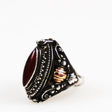 Carnelian Poison Ring Sterling & Gold