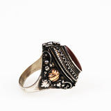 Carnelian Poison Ring Sterling & Gold