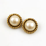 Vintage Carolee Pearl and Gold Earrings Clip On