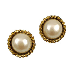 Carolee Pearl and Gold Earrings Clip On