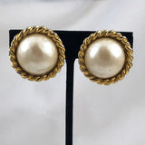 Vintage Carolee Pearl and Gold Earrings Clip On