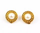 Carolee Pearl and Gold Earrings Clip On
