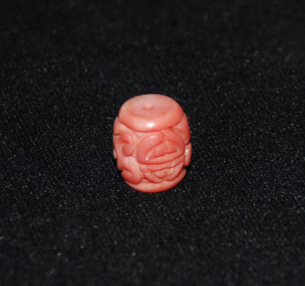 Pink Coral Angel Skin Carved Barrel Bead Genuine Natural