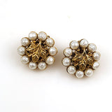 Celebrity Pearl and Gold Clip On Earrings Vintage
