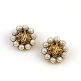 Celebrity Pearl and Gold Clip On Earrings Vintage
