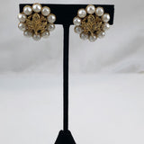 Celebrity Pearl and Gold Clip On Earrings Vintage