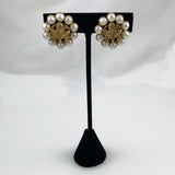 Celebrity Pearl and Gold Clip On Earrings Vintage