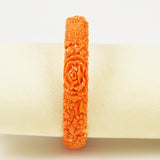 Antique Coral Carved Celluloid Bangle Bracelet