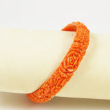 Antique Coral Carved Celluloid Bangle Bracelet