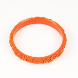 Antique Coral Carved Celluloid Bangle Bracelet