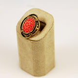 Antique Coral Celluloid Floral Ring