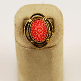 Antique Coral Celluloid Floral Ring