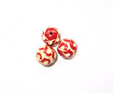 Red Celluloid Beads Carved