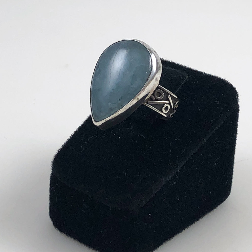 Chalcedony Pear Shape Sterling Ring