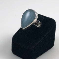 Chalcedony Pear Shape Sterling Ring Size 9
