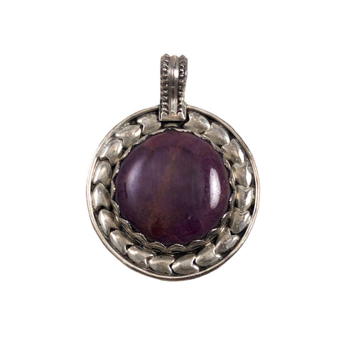 Charoite Round Pendant Sterling Silver