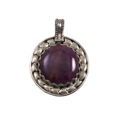 Charoite Round Pendant Sterling Silver