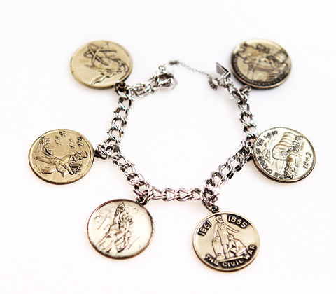 Sterling Historic Charm Bracelet Medallions