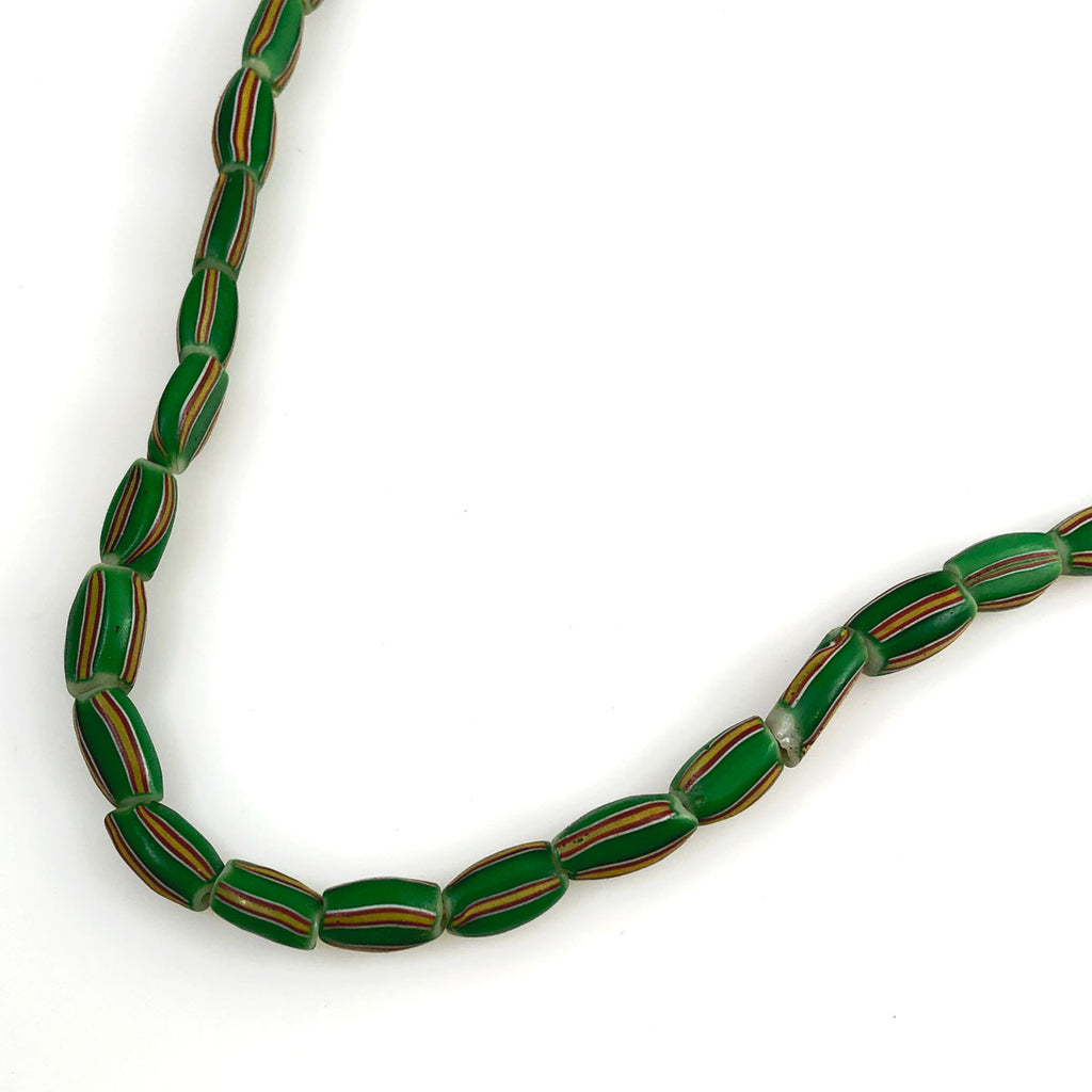 Green striped African Trade Beads
