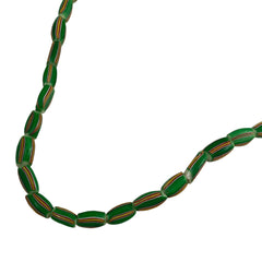African Trade Beads Venetian Striped Green & Teal Strand
