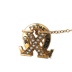 Chi Omega Sorority 10k Gold Pearl Pin