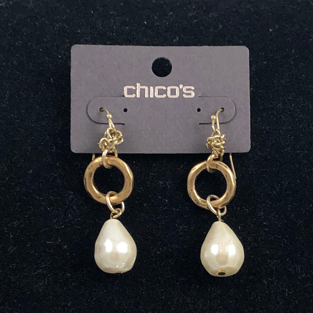 Chico's Gold & Pearl Earrings NWT