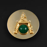 Asian Pagoda Gold & Jade Belt Buckle