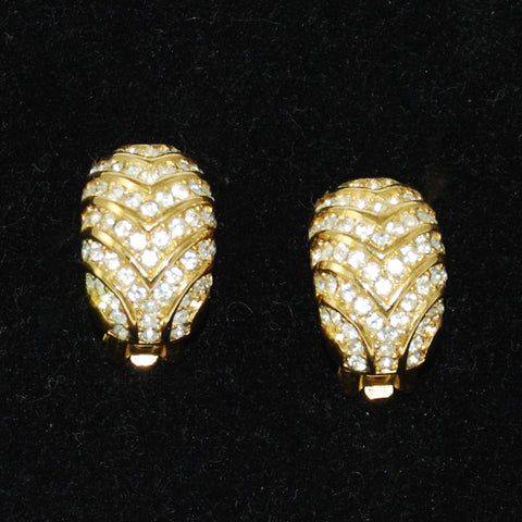 Christian Dior Elegant Rhinestone Clip On Earrings