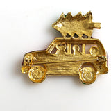 Christmas Tree in Red Truck Brooch Pin