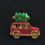Christmas Tree in Red Truck Brooch Pin