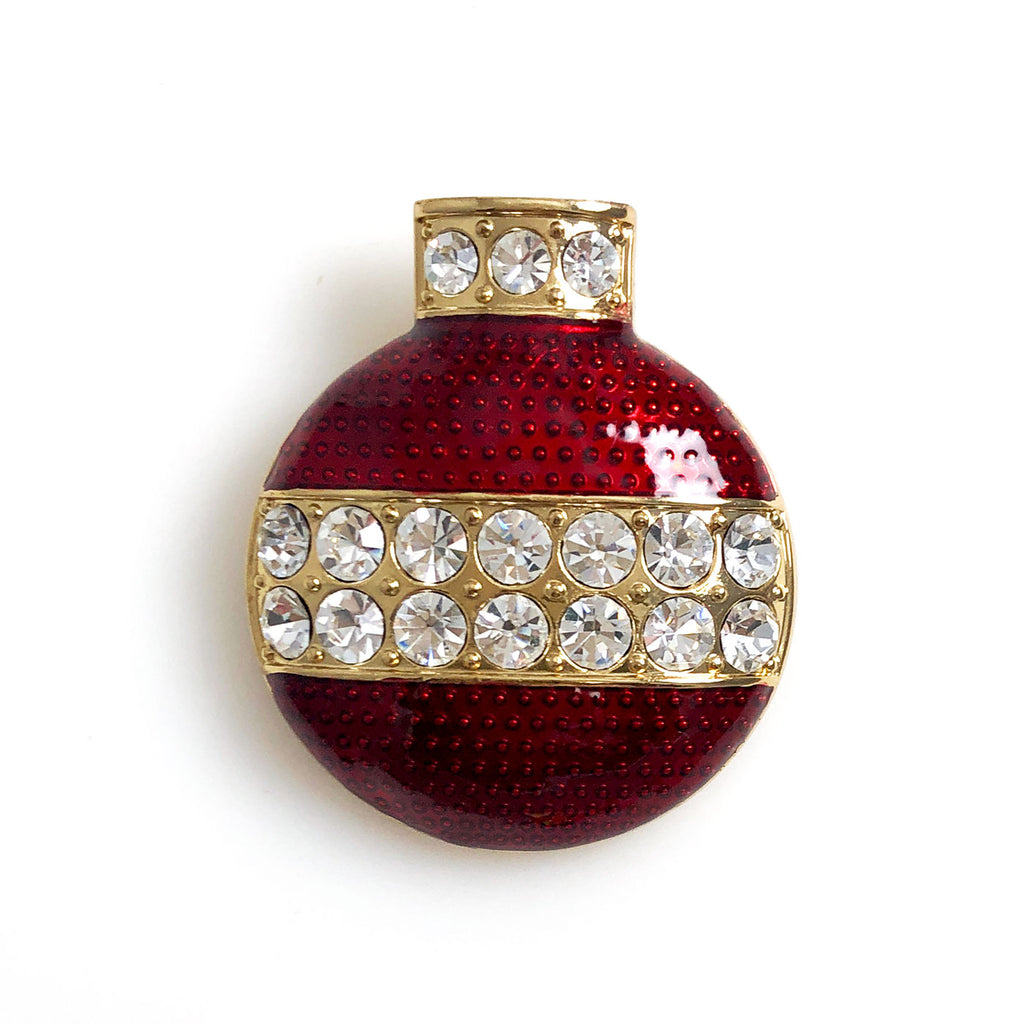 Christmas Ornament Red Enamel Brooch Pin Holiday
