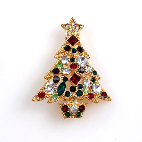 Christmas Tree Pin Rhinestone Vintage