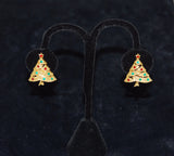 Christmas Tree Clip On Earrings Vintage