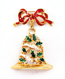 Enamel Christmas Bell Brooch Holiday Vintage